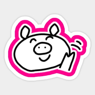 Waving Boo the kawaii pig. Sticker